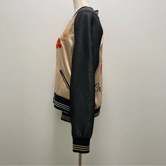 Rodarte Embroidered Flower Bomber Jacket, Black/Gold, X-Small, Small - Picture 6 of 14